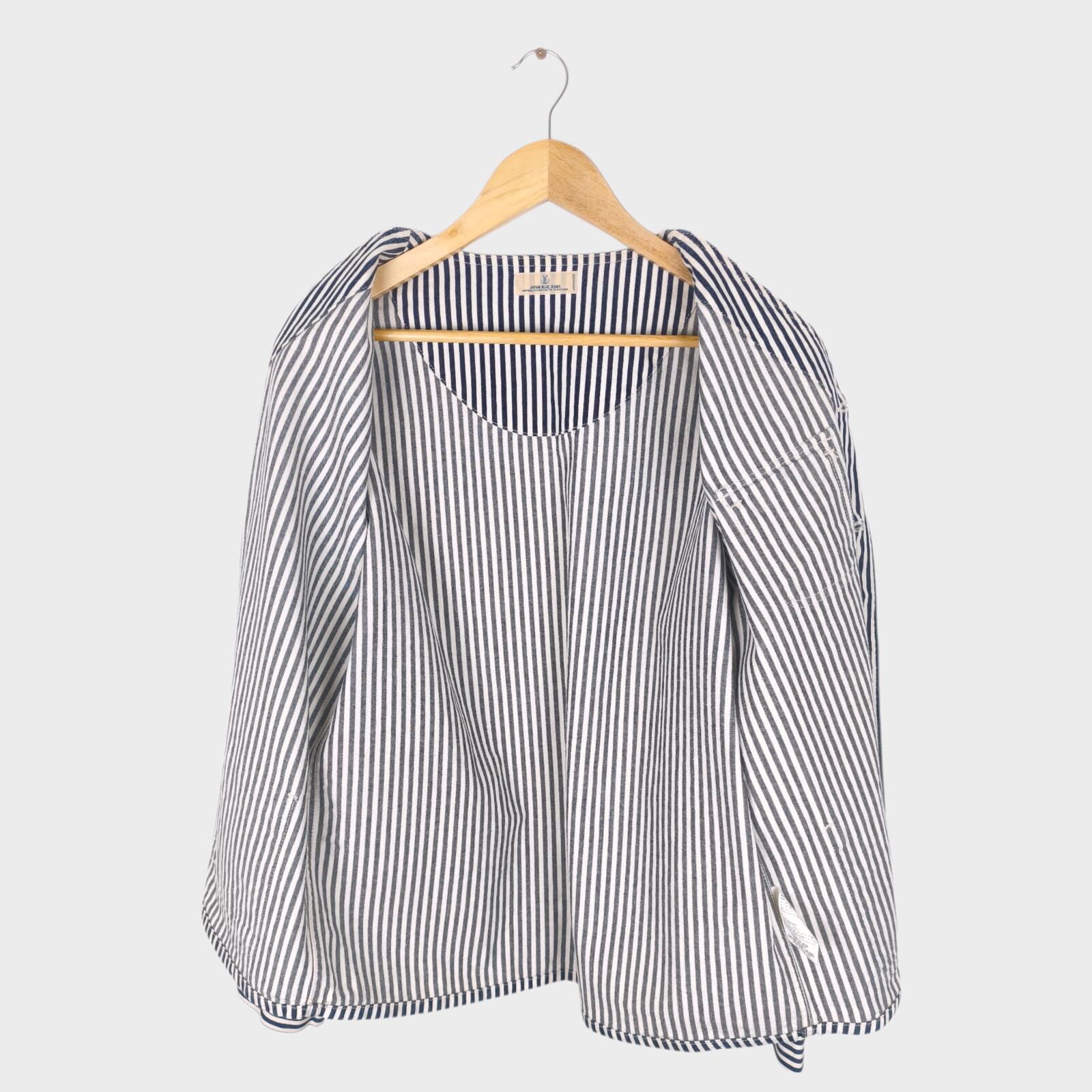JAPAN BLUE JEANS Men's Made in Japan Hickory Stripe V-Neck Chore Jacket