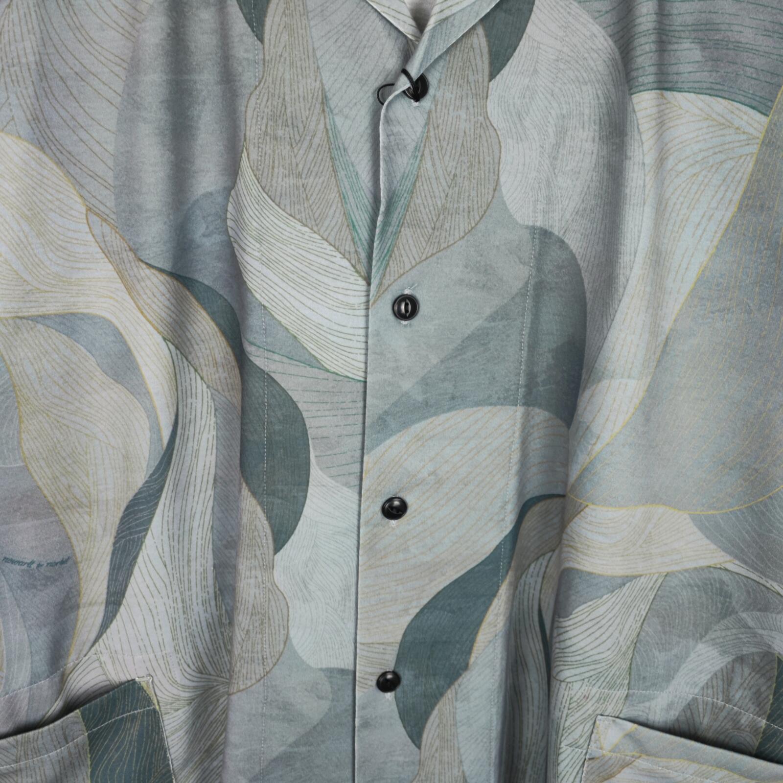 NORBIT BY HIROSHI NOZAWA Men's Grey/Green Leaf Camo Aloha Shirt