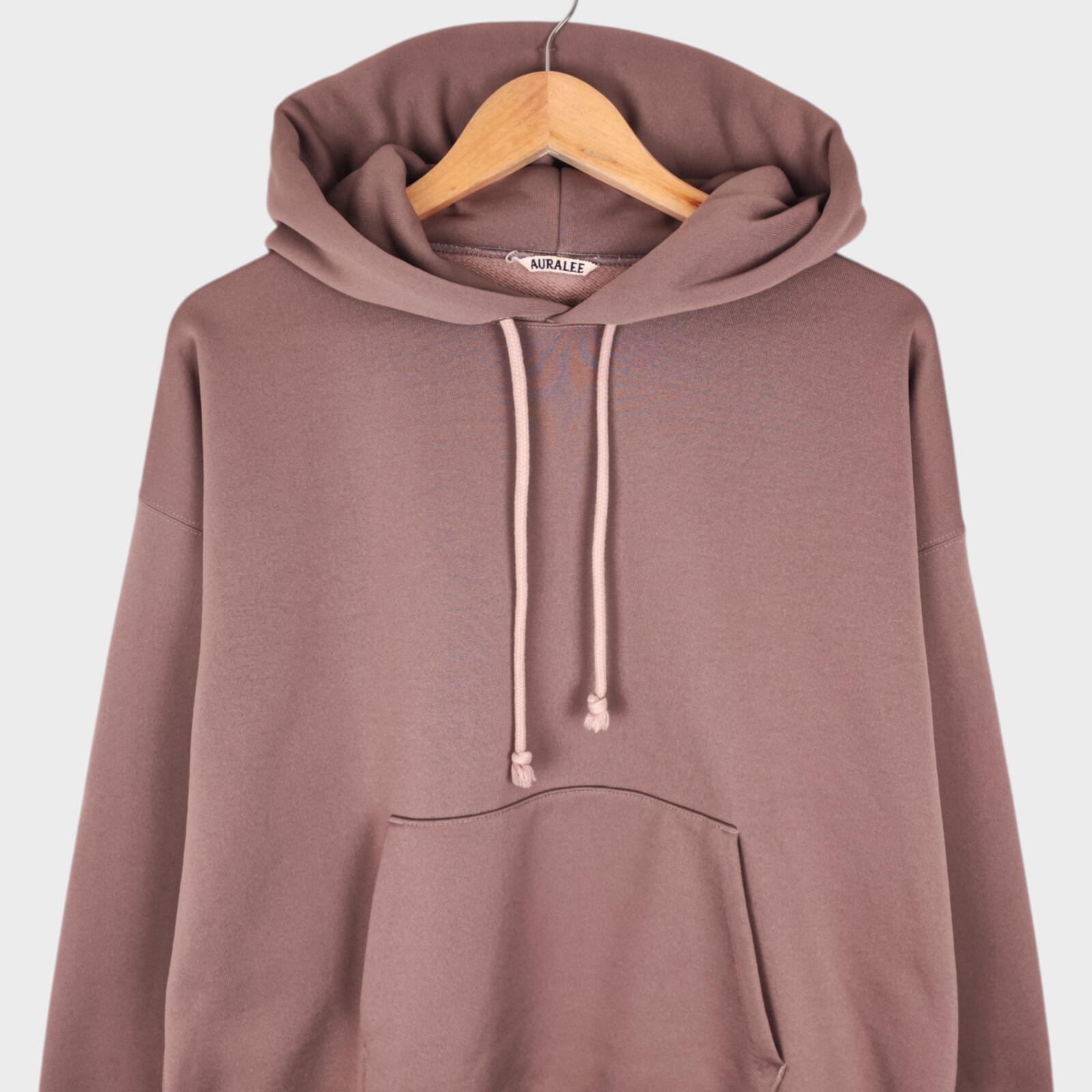 AURALEE Men's Made in Japan Relaxed Fit Mauve Cotton Blend Hoodie