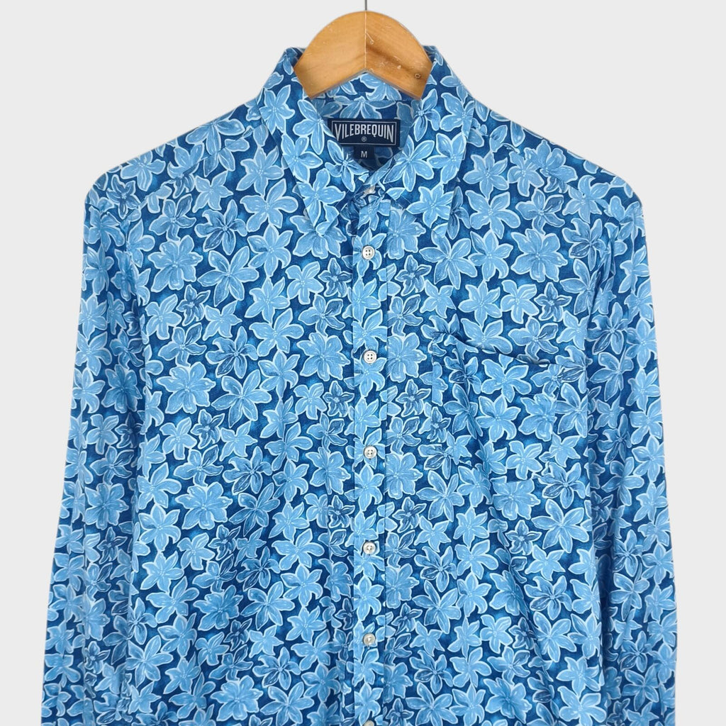 VILEBREQUIN Men's Blue Floral Print Lightweight Cotton Shirt