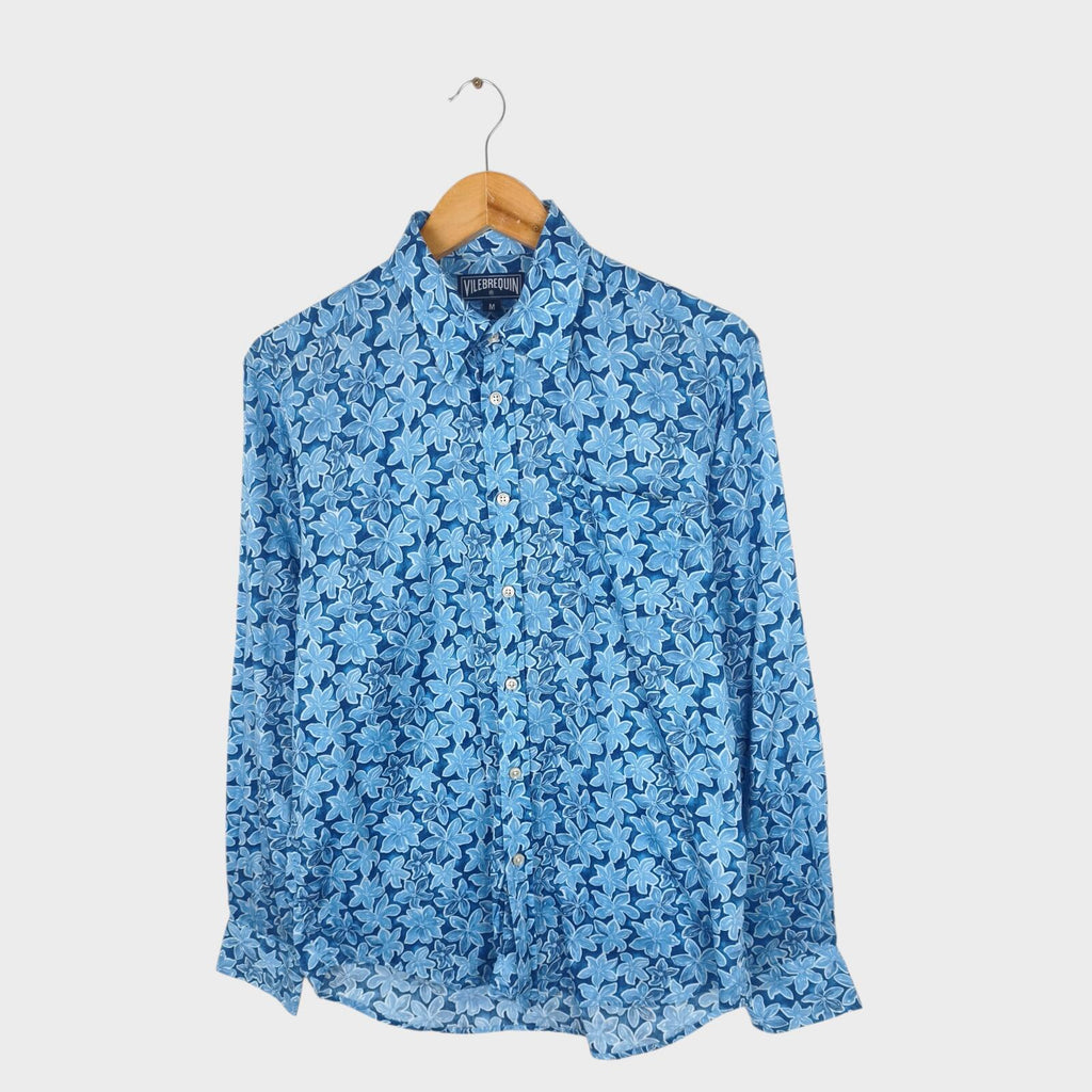 VILEBREQUIN Men's Blue Floral Print Lightweight Cotton Shirt
