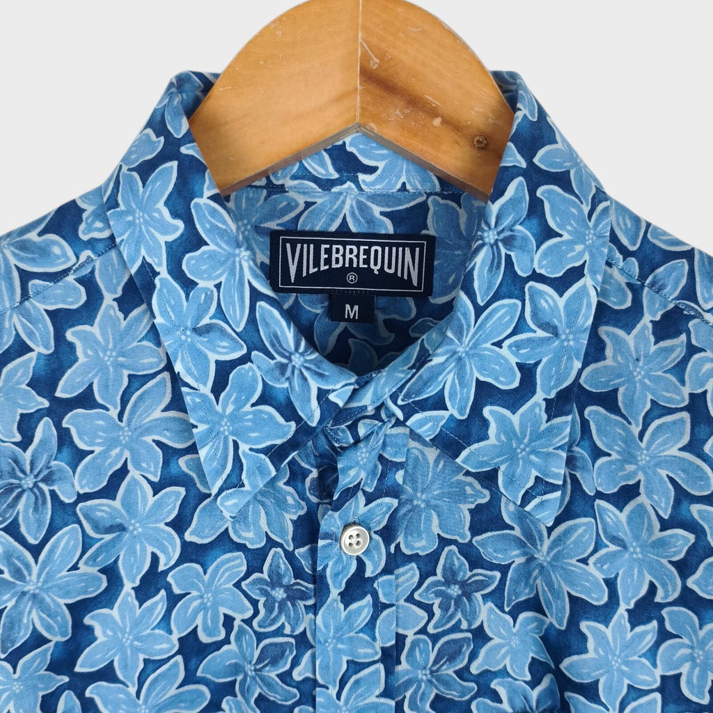 VILEBREQUIN Men's Blue Floral Print Lightweight Cotton Shirt