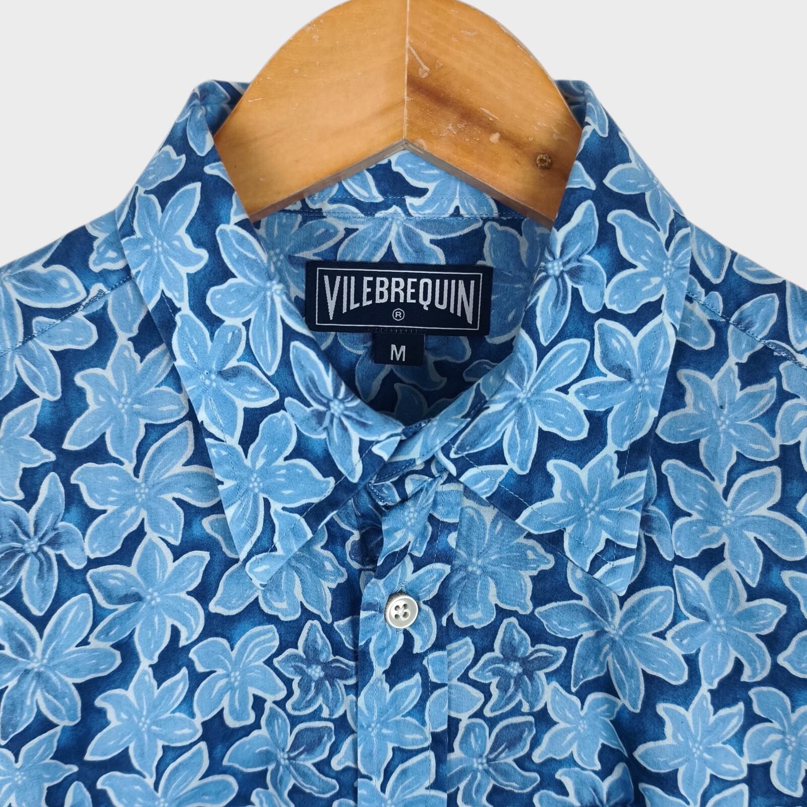VILEBREQUIN Men's Blue Floral Print Lightweight Cotton Shirt