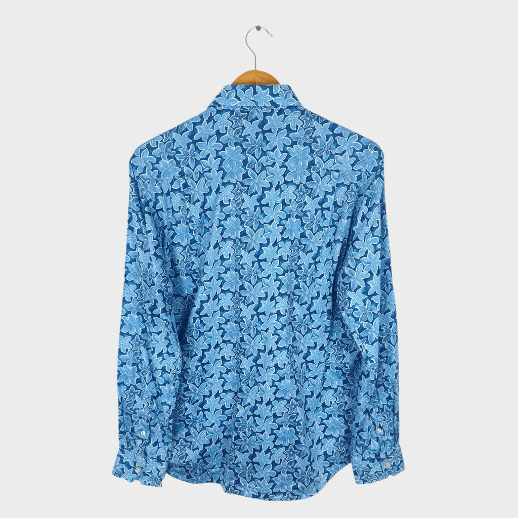 VILEBREQUIN Men's Blue Floral Print Lightweight Cotton Shirt
