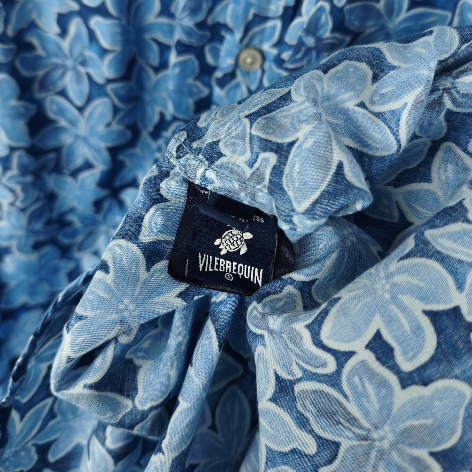 VILEBREQUIN Men's Blue Floral Print Lightweight Cotton Shirt