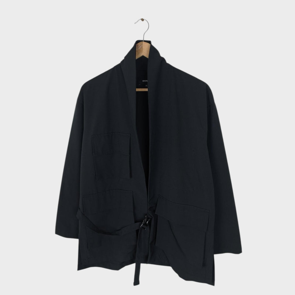 DYCTEAM Men's Black Buckle Fastening Tech Kimono Jacket