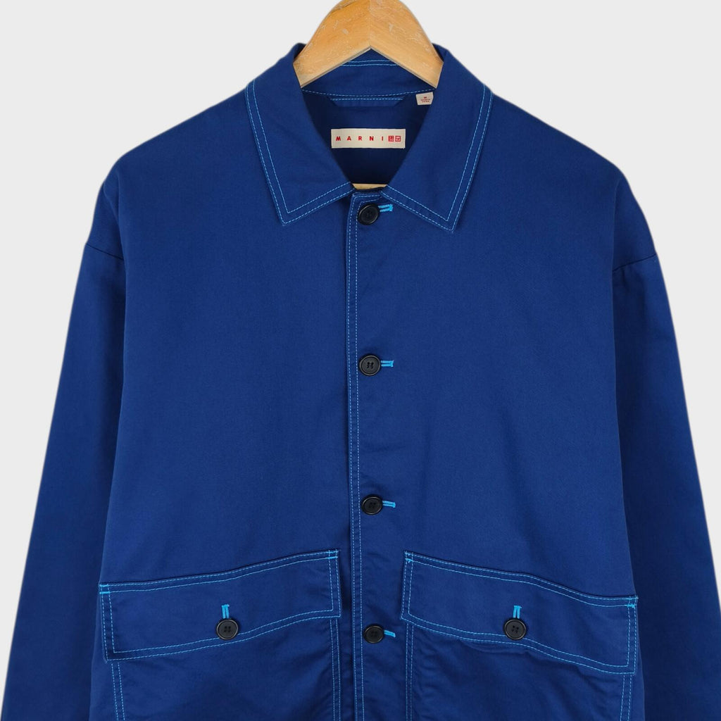 MARNI x UNIQLO Men's Blue Cotton Twill Utility Chore Jacket