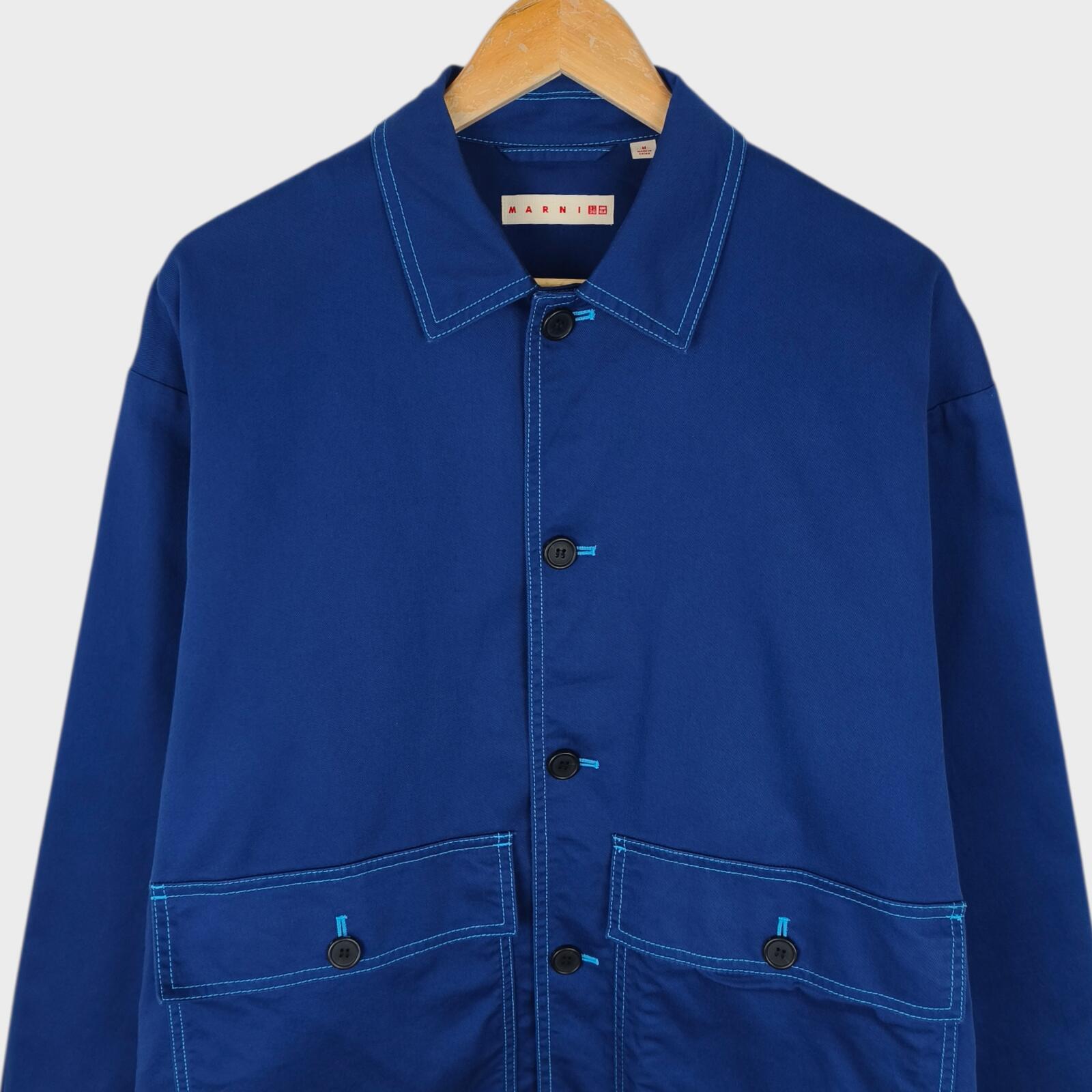 MARNI x UNIQLO Men's Blue Cotton Twill Utility Chore Jacket