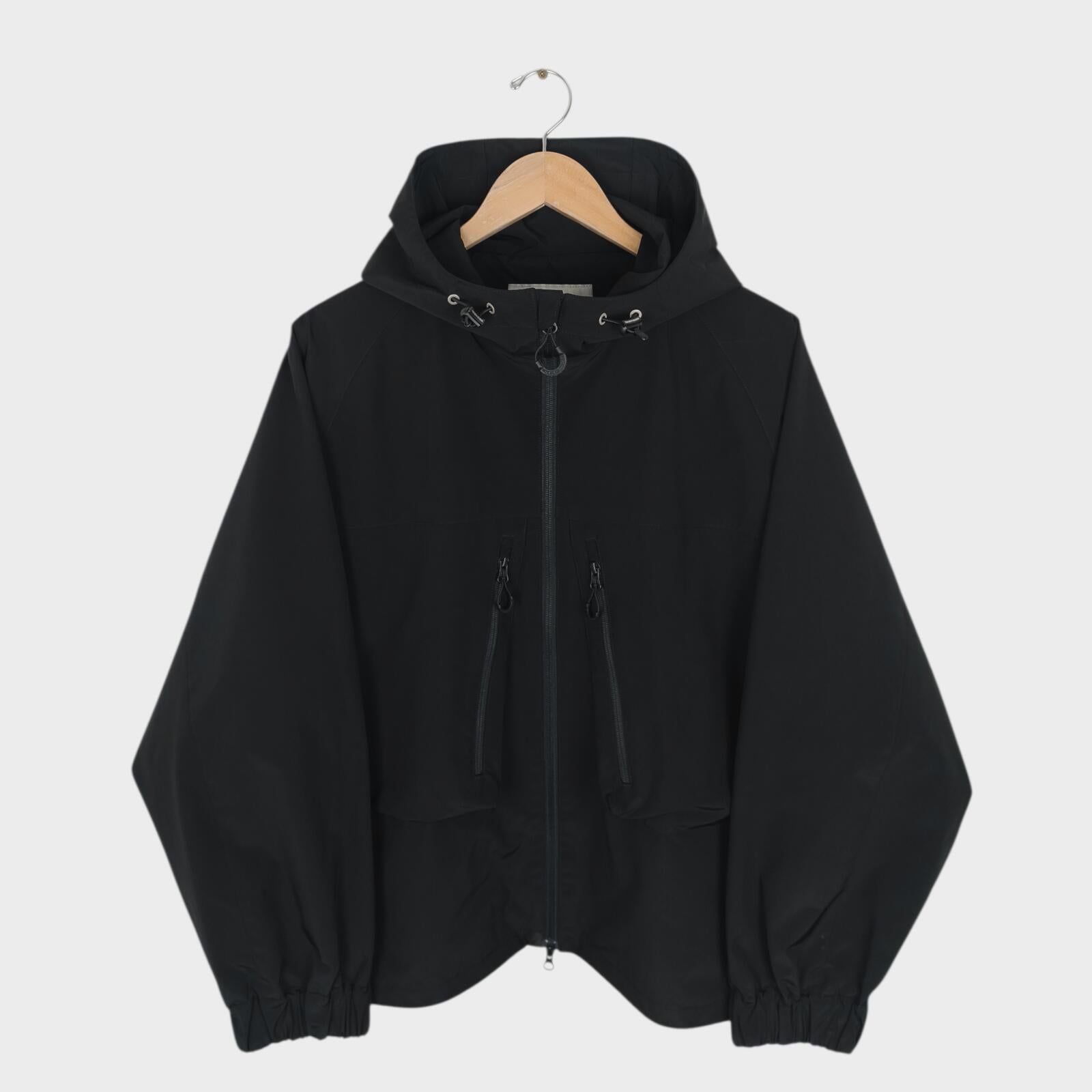 UNIFORM BRIDGE Men's Black Hooded Relaxed Fit Training Parka Jacket