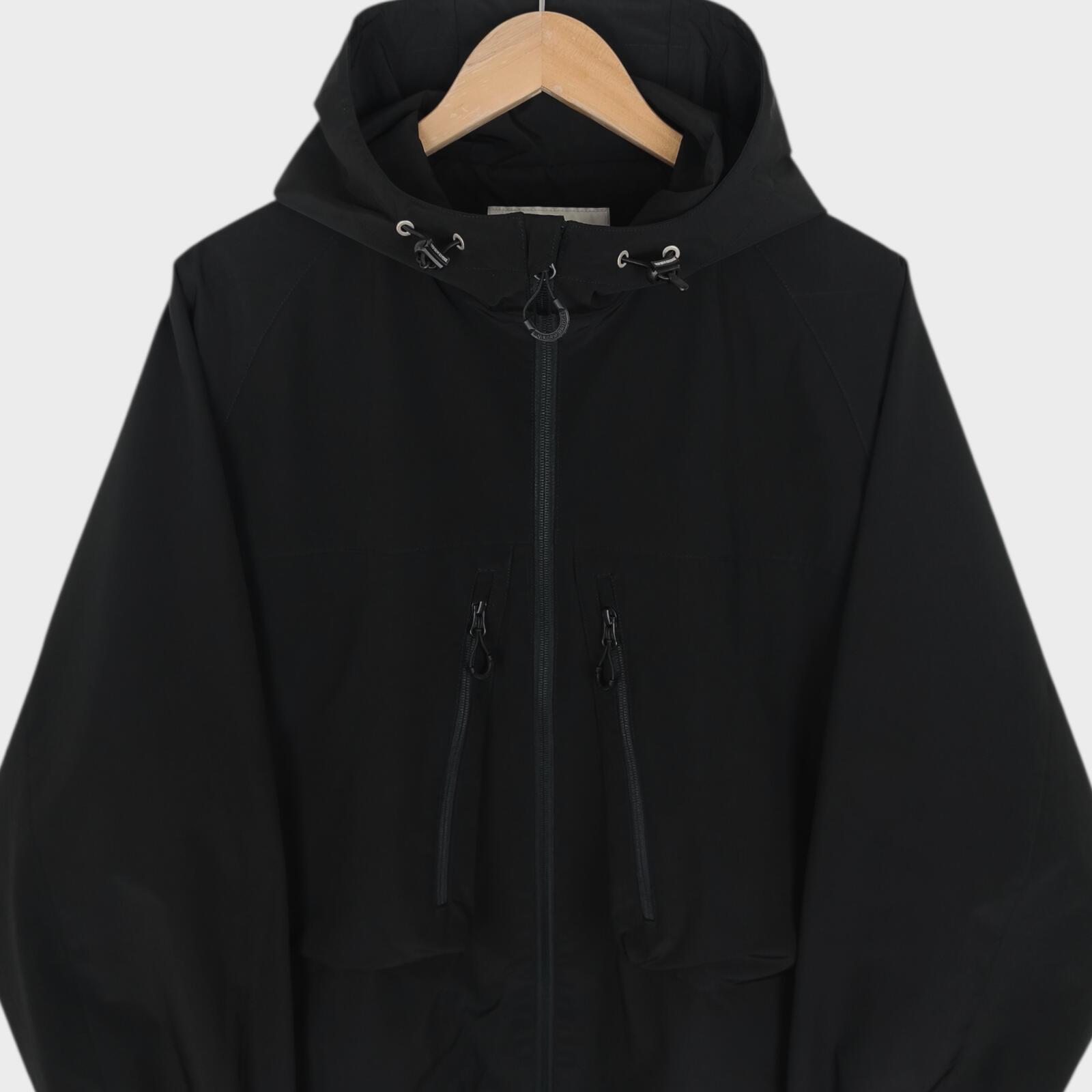 UNIFORM BRIDGE Men's Black Hooded Relaxed Fit Training Parka Jacket