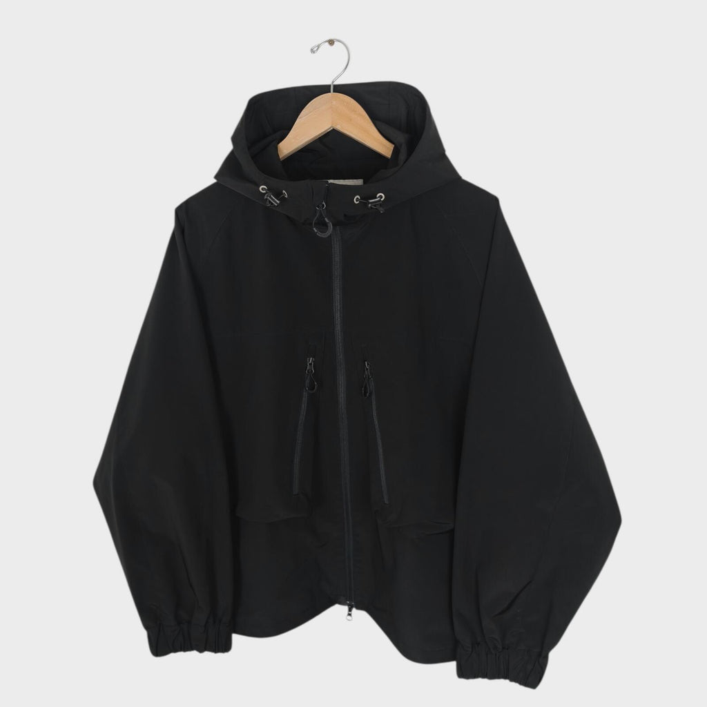 UNIFORM BRIDGE Men's Black Hooded Relaxed Fit Training Parka Jacket