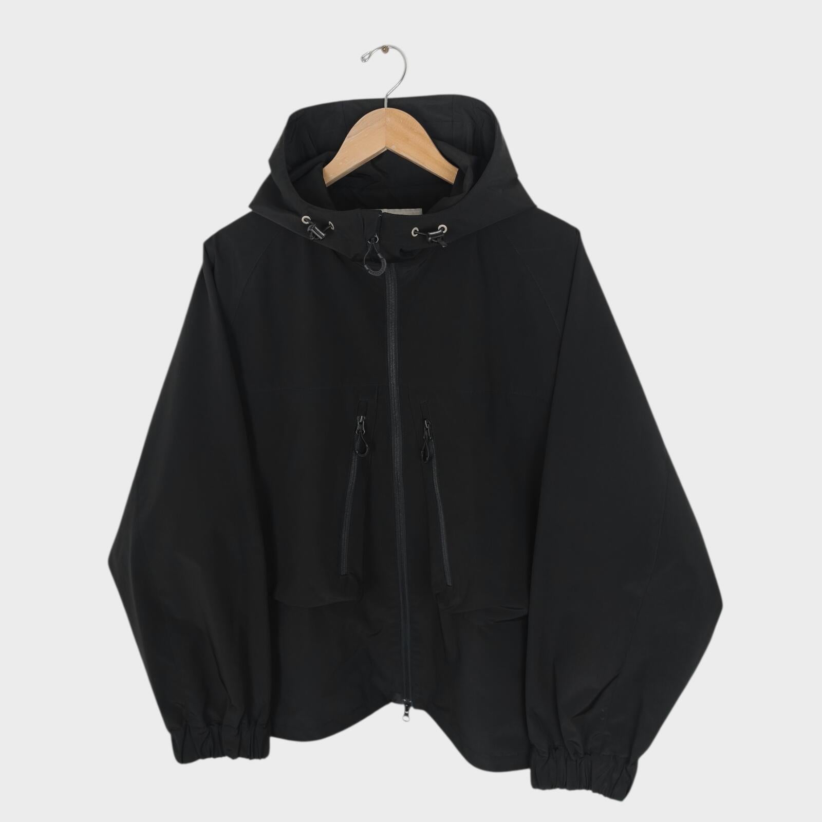 UNIFORM BRIDGE Men's Black Hooded Relaxed Fit Training Parka Jacket