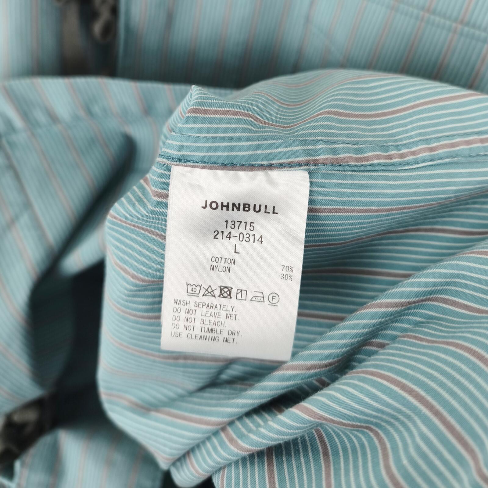 JOHNBULL Japan Men's Light Blue Striped Tie Fastening Chore Overshirt Jacket