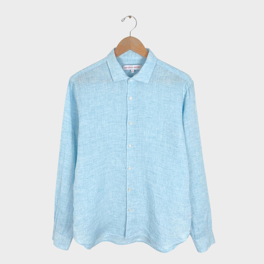 ORLEBAR BROWN Men's Light Blue 100% Linen Giles Shirt