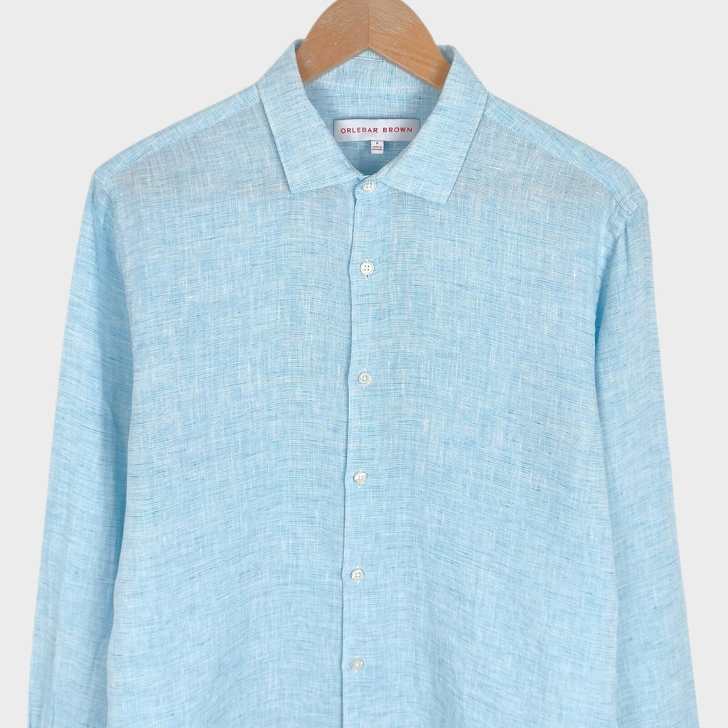 ORLEBAR BROWN Men's Light Blue 100% Linen Giles Shirt