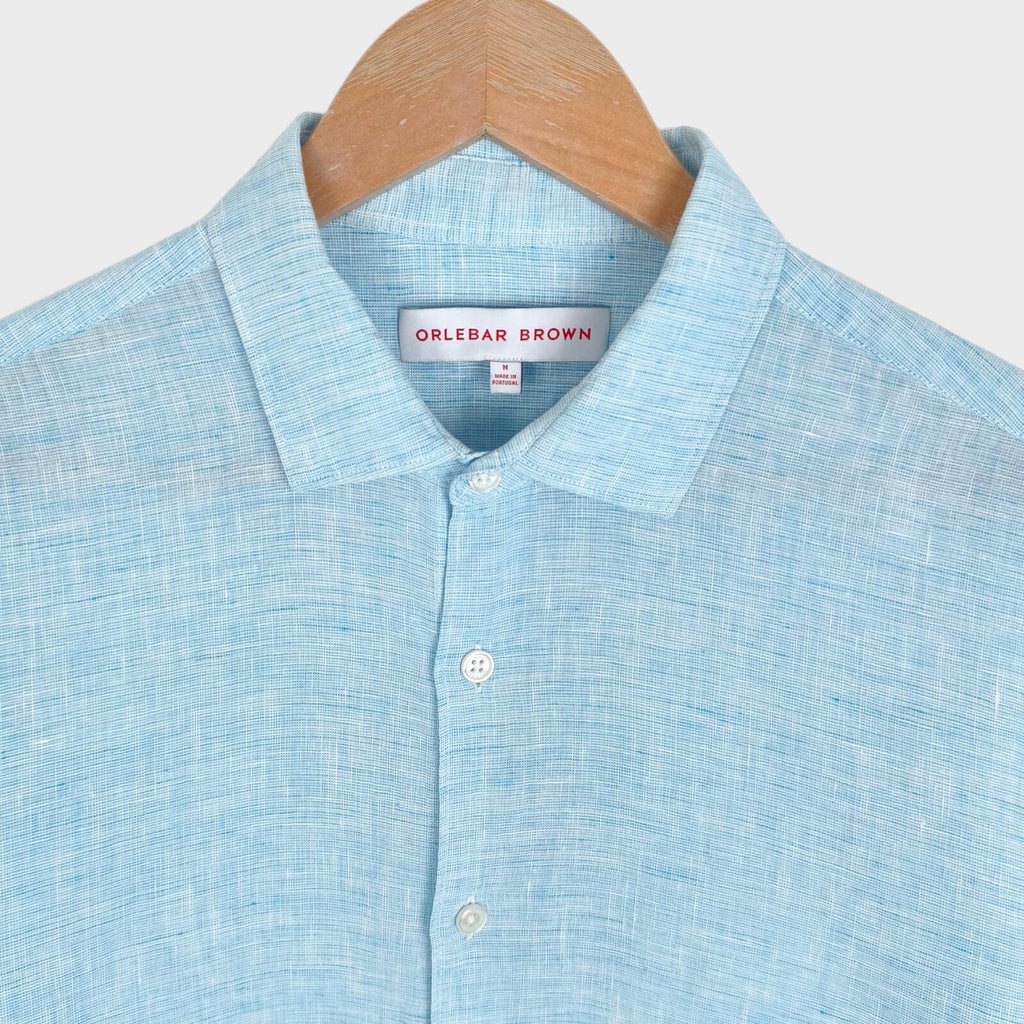 ORLEBAR BROWN Men's Light Blue 100% Linen Giles Shirt