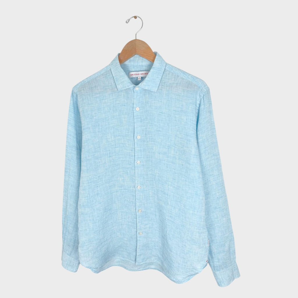 ORLEBAR BROWN Men's Light Blue 100% Linen Giles Shirt