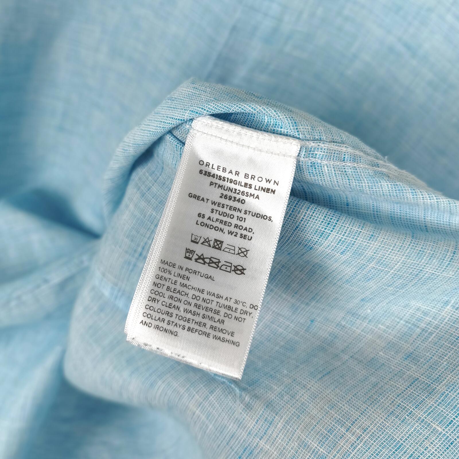 ORLEBAR BROWN Men's Light Blue 100% Linen Giles Shirt