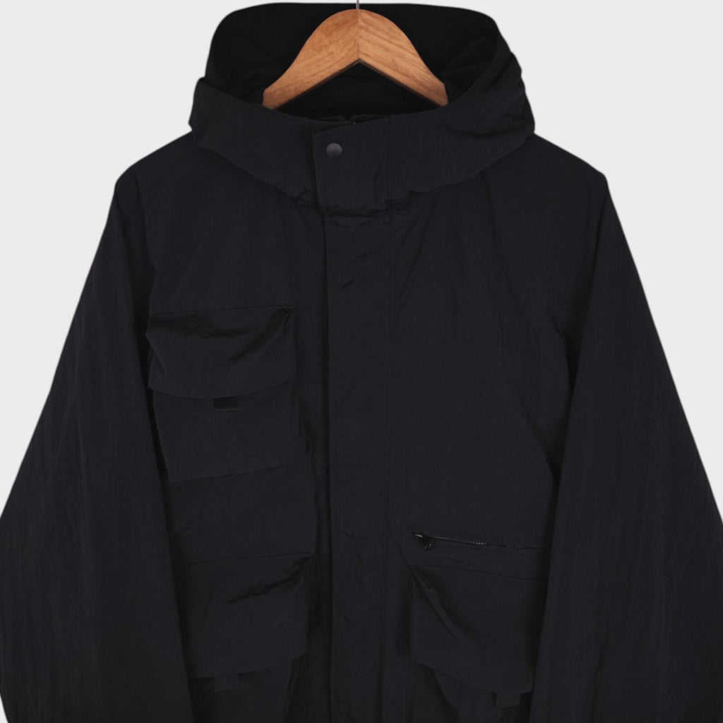 UNIFORM BRIDGE Men's Black Nylon M70 Hooded Parka Jacket