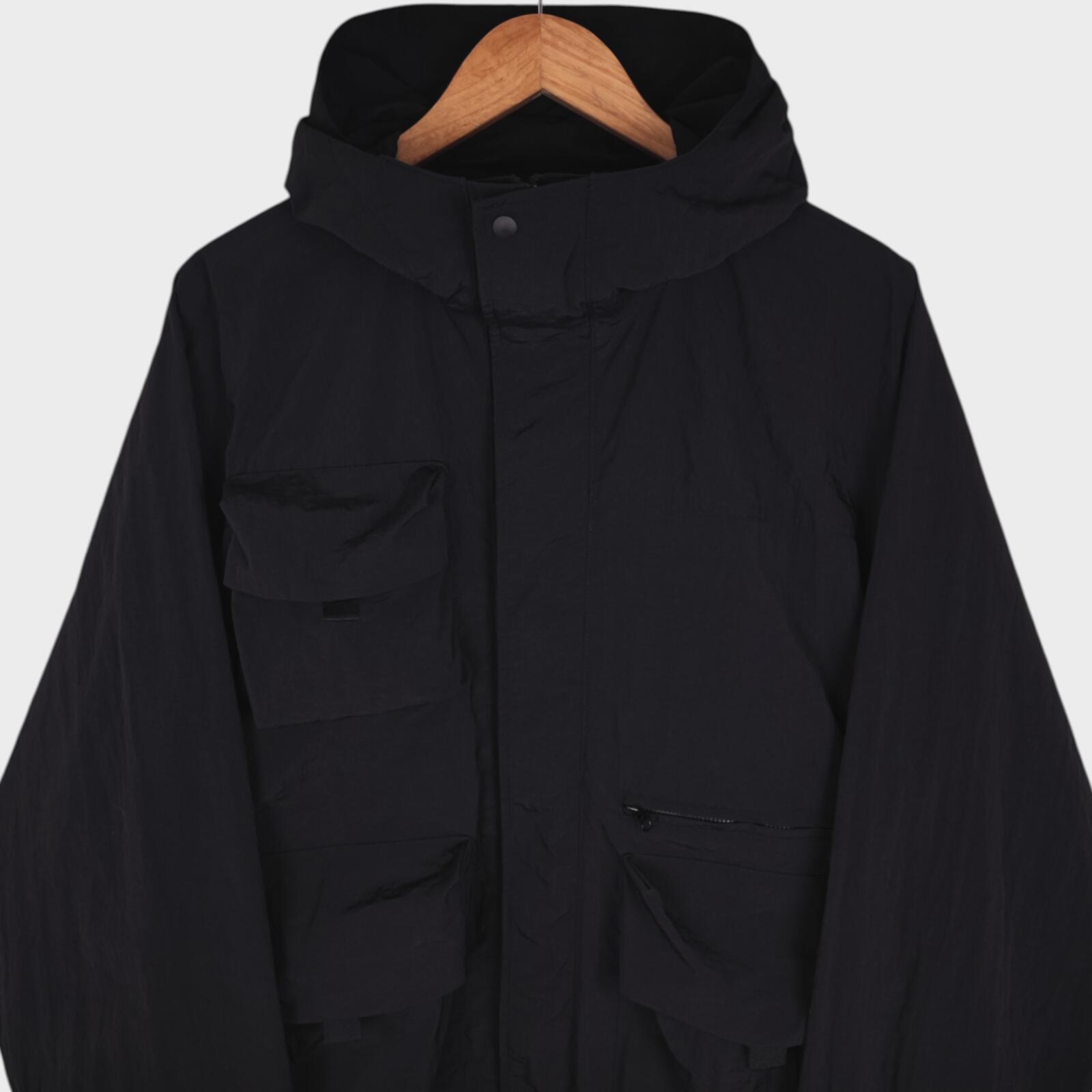 UNIFORM BRIDGE Men's Black Nylon M70 Hooded Parka Jacket