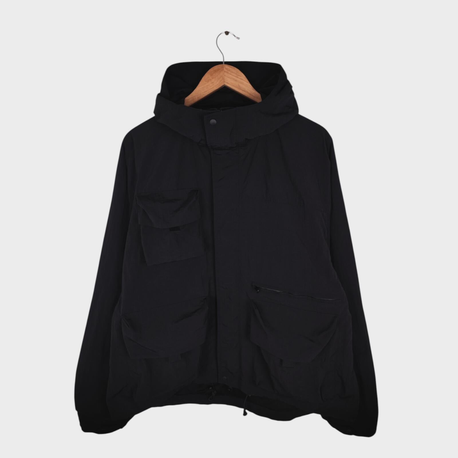 UNIFORM BRIDGE Men's Black Nylon M70 Hooded Parka Jacket