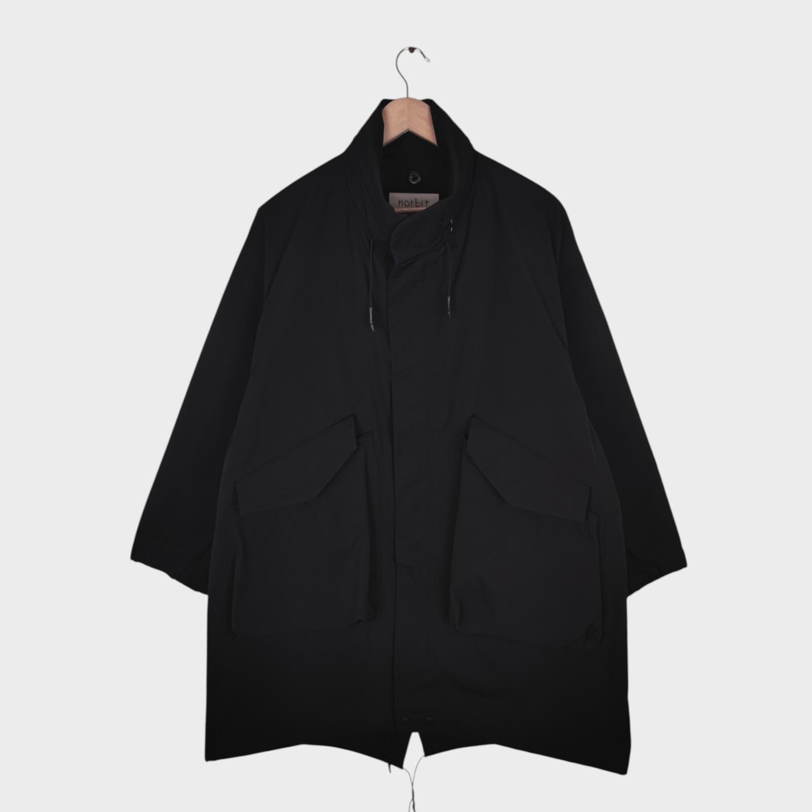 NORBIT BY HIROSHI NOZAWA Men's Black Fishtail Wide Parka Coat Jacket