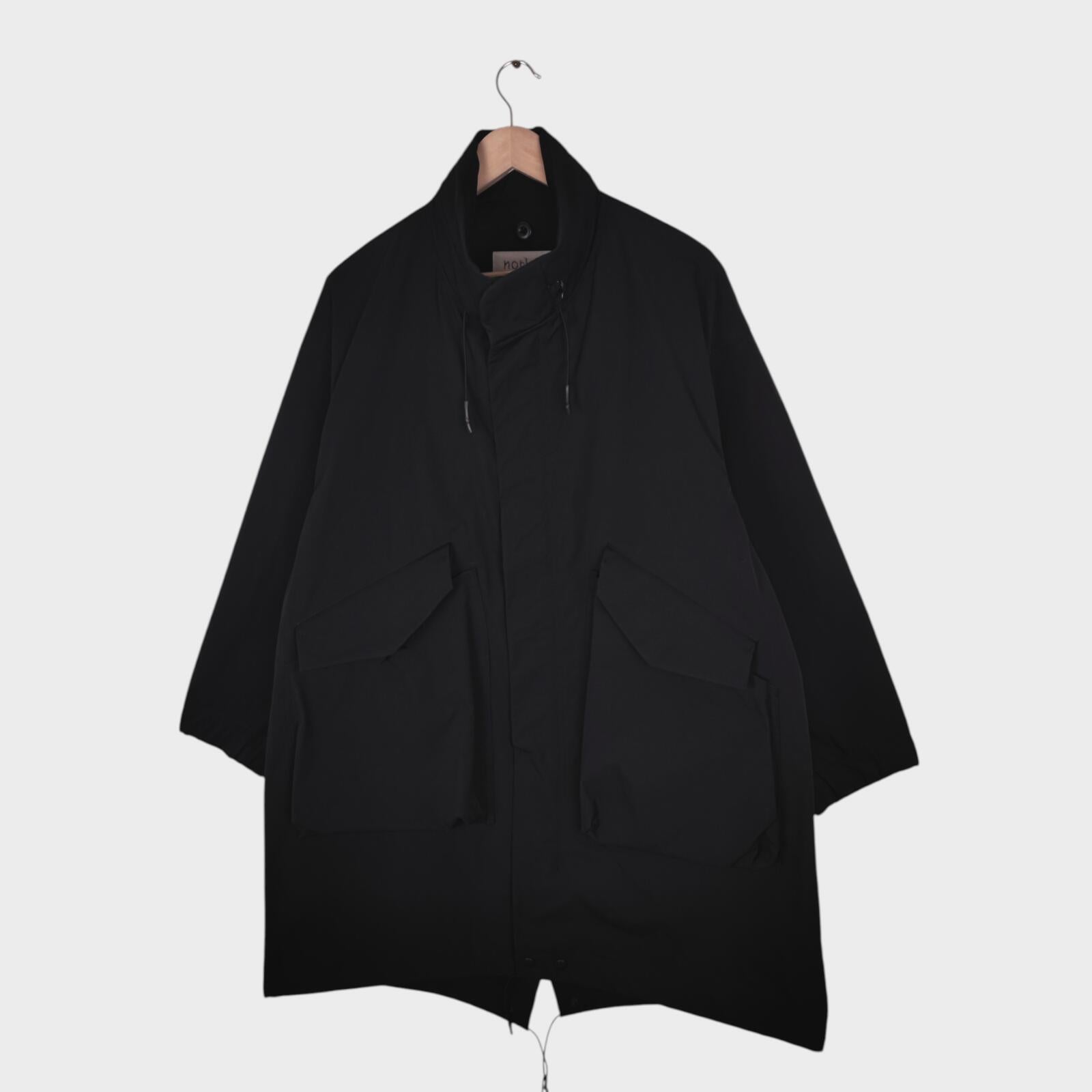 NORBIT BY HIROSHI NOZAWA Men's Black Fishtail Wide Parka Coat Jacket