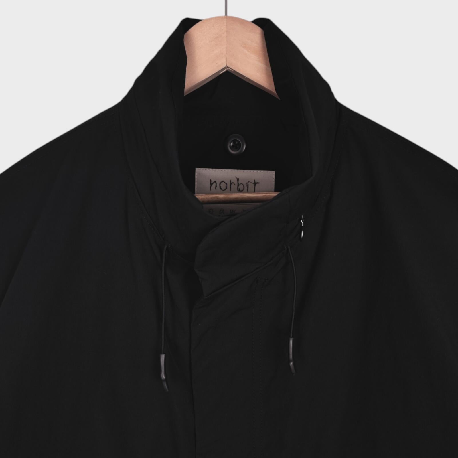 NORBIT BY HIROSHI NOZAWA Men's Black Fishtail Wide Parka Coat Jacket