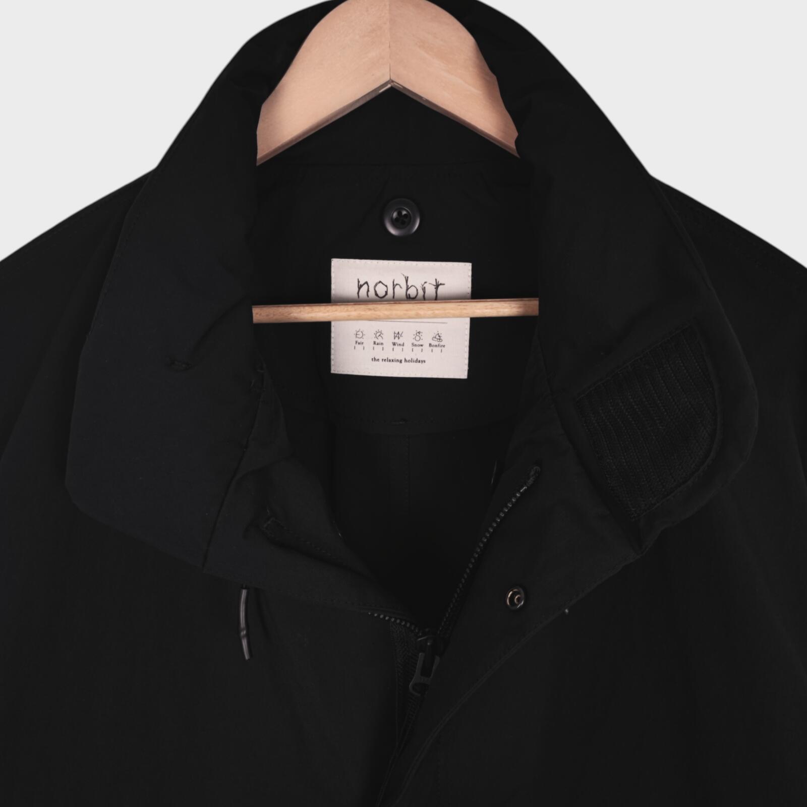 NORBIT BY HIROSHI NOZAWA Men's Black Fishtail Wide Parka Coat Jacket