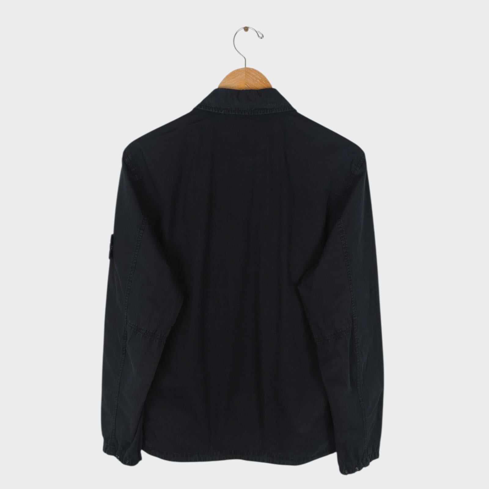 STONE ISLAND Men's Black Garment Dyed Zip Overshirt Jacket