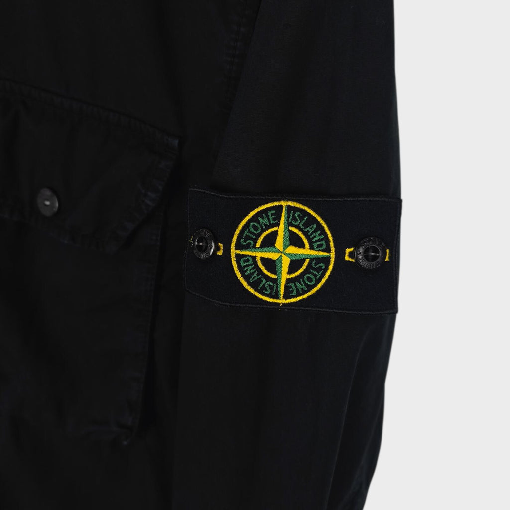 STONE ISLAND Men's Black Garment Dyed Zip Overshirt Jacket