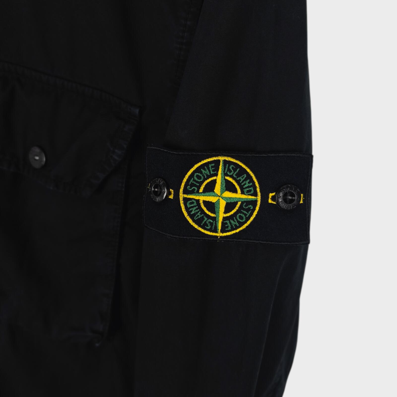 STONE ISLAND Men's Black Garment Dyed Zip Overshirt Jacket