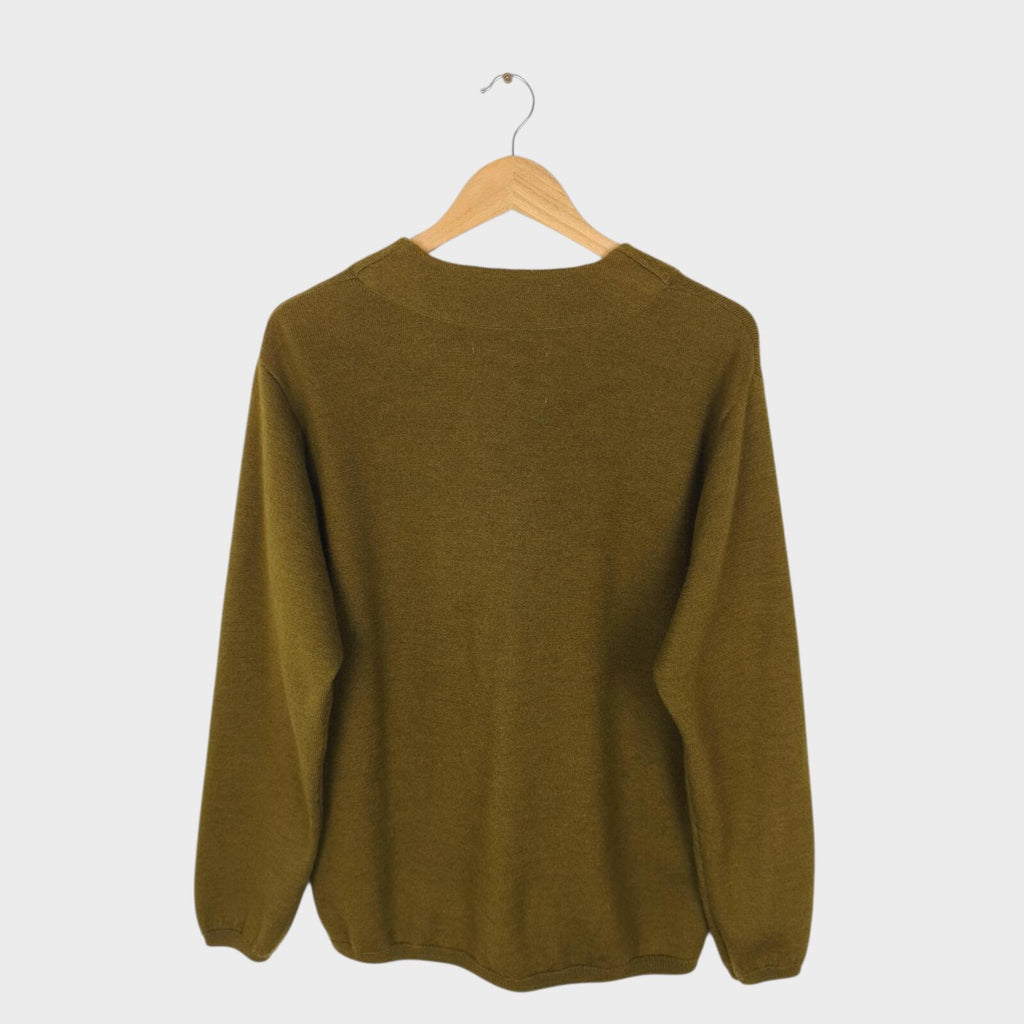 MHL MARGARET HOWELL Men's Khaki Green 100% Wool Cardigan