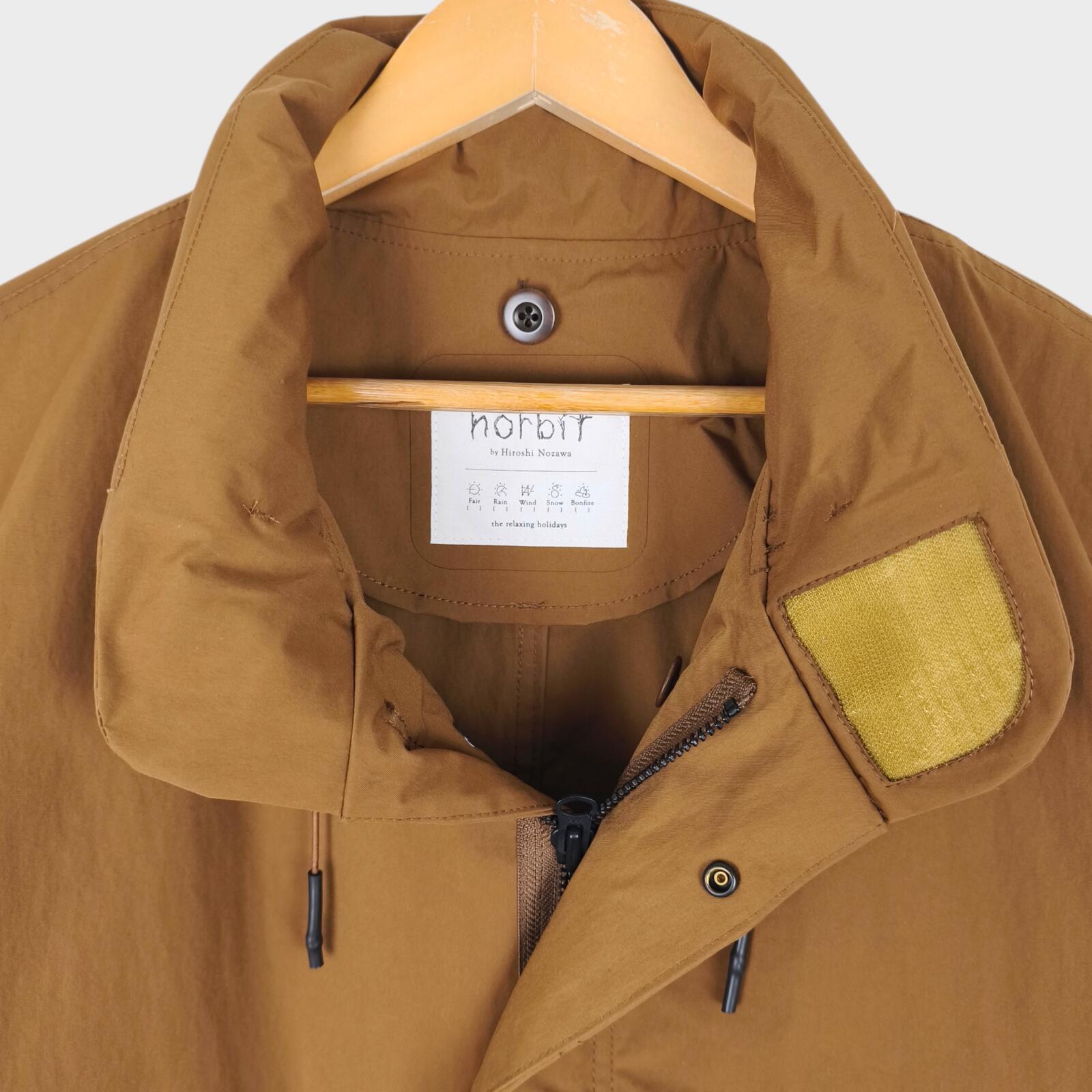 NORBIT BY HIROSHI NOZAWA Men's Coyote Beige Fishtail Wide Parka Coat Jacket