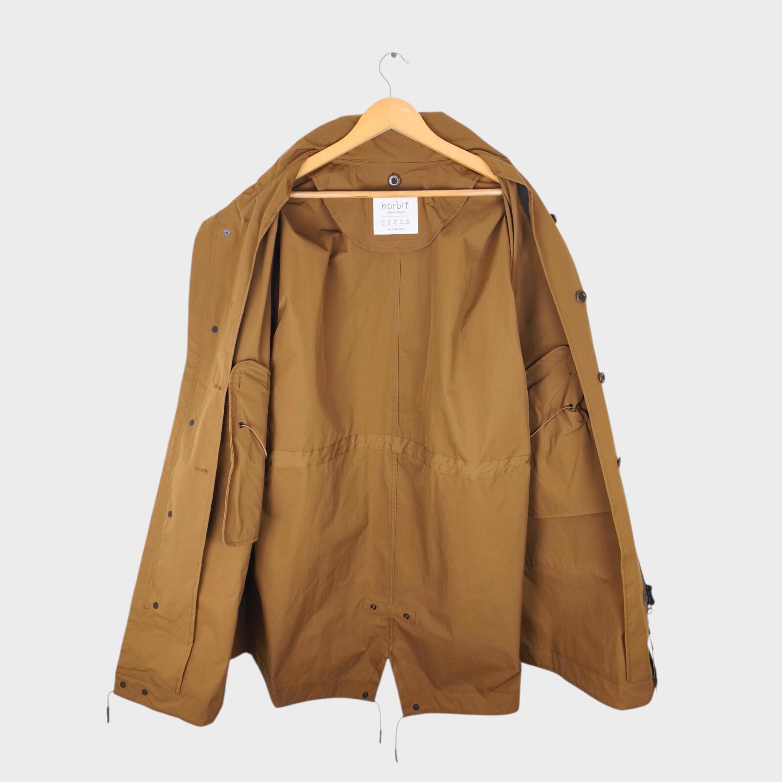 NORBIT BY HIROSHI NOZAWA Men's Coyote Beige Fishtail Wide Parka Coat Jacket
