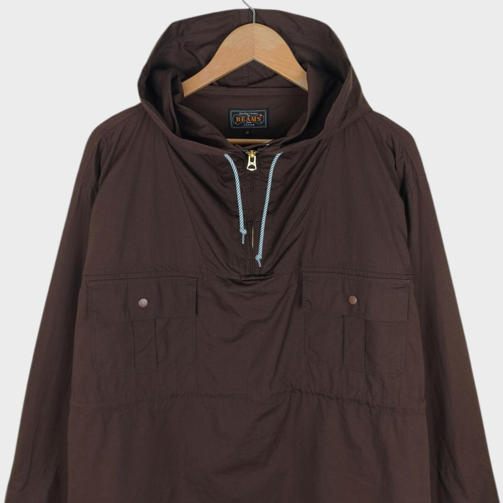 BEAMS PLUS Men's Dark Brown Oversized Smock Anorak Parka Jacket