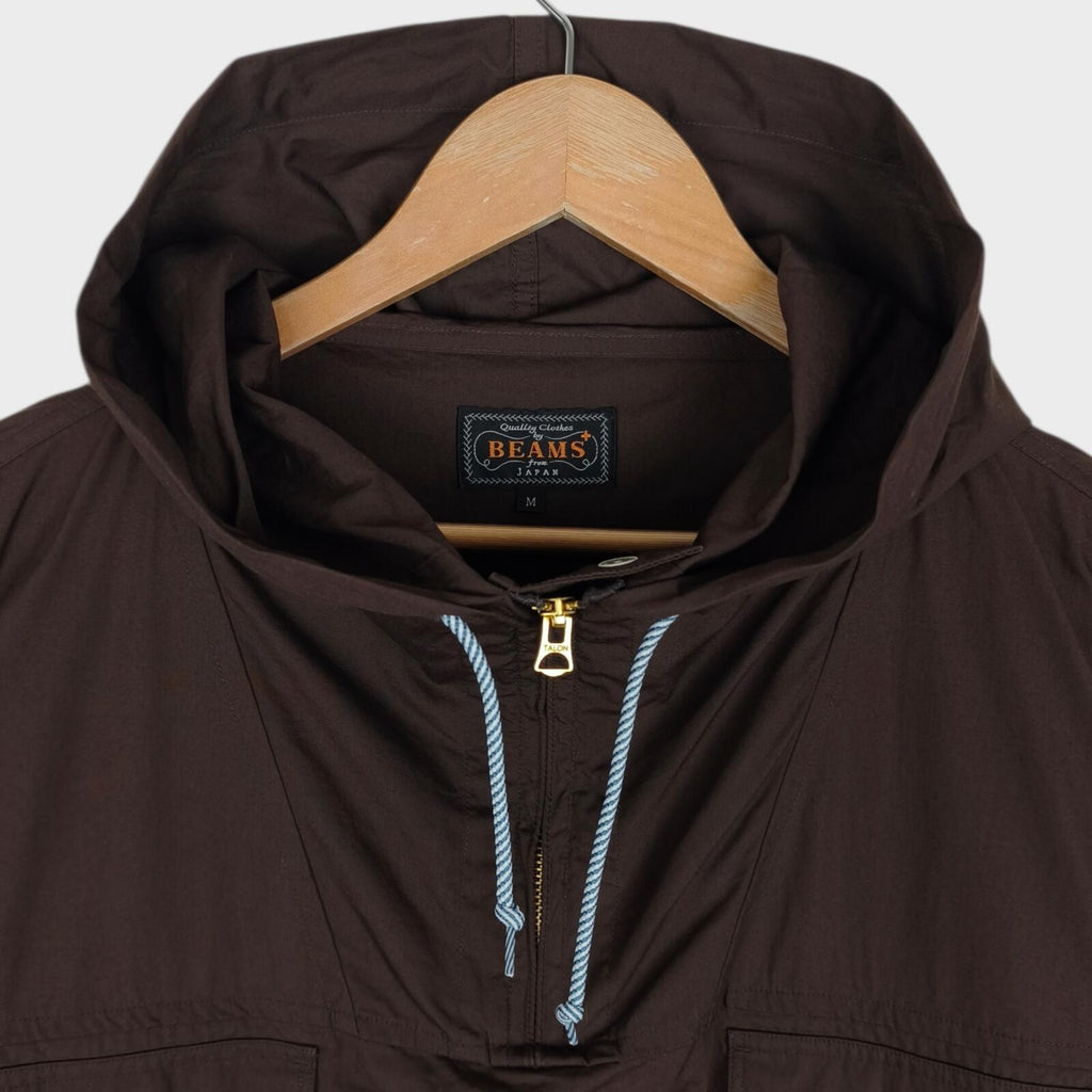 BEAMS PLUS Men's Dark Brown Oversized Smock Anorak Parka Jacket