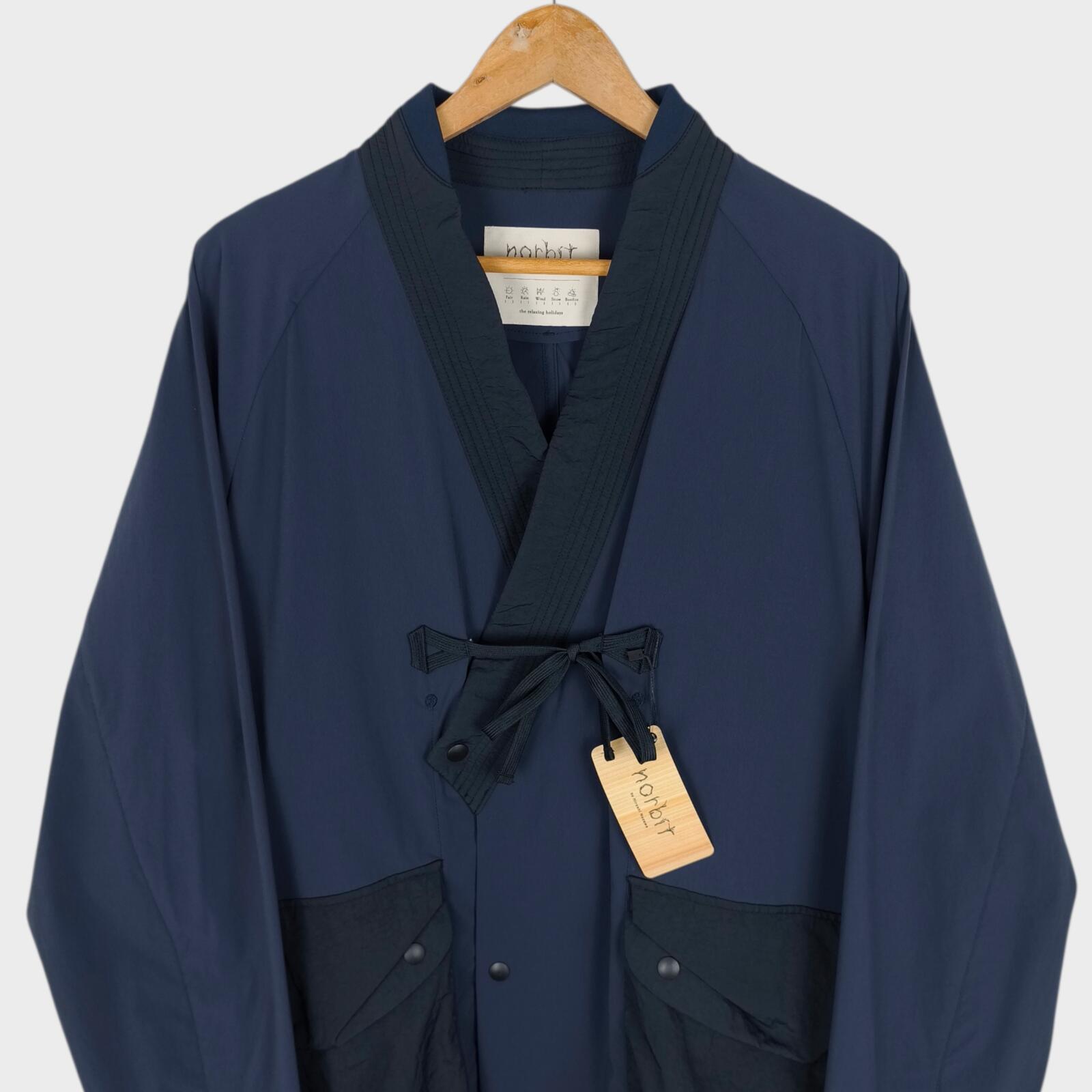 NORBIT BY HIROSHI NOZAWA Men's Navy Blue High Spec Samue Kimono Jacket