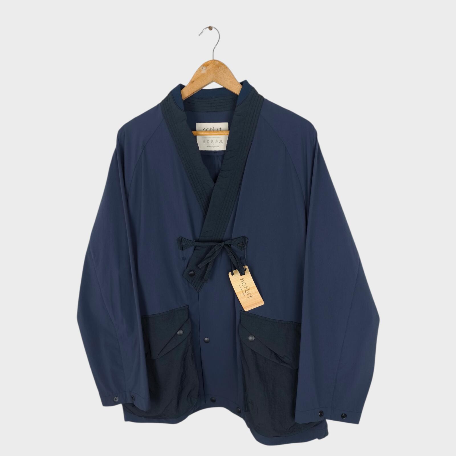 NORBIT BY HIROSHI NOZAWA Men's Navy Blue High Spec Samue Kimono Jacket