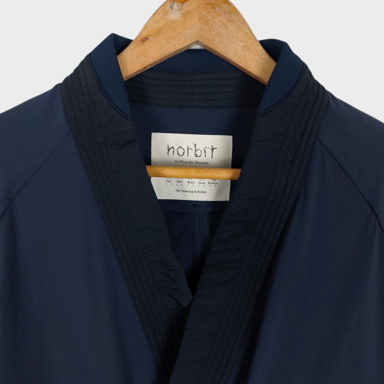 NORBIT BY HIROSHI NOZAWA Men's Navy Blue High Spec Samue Kimono Jacket