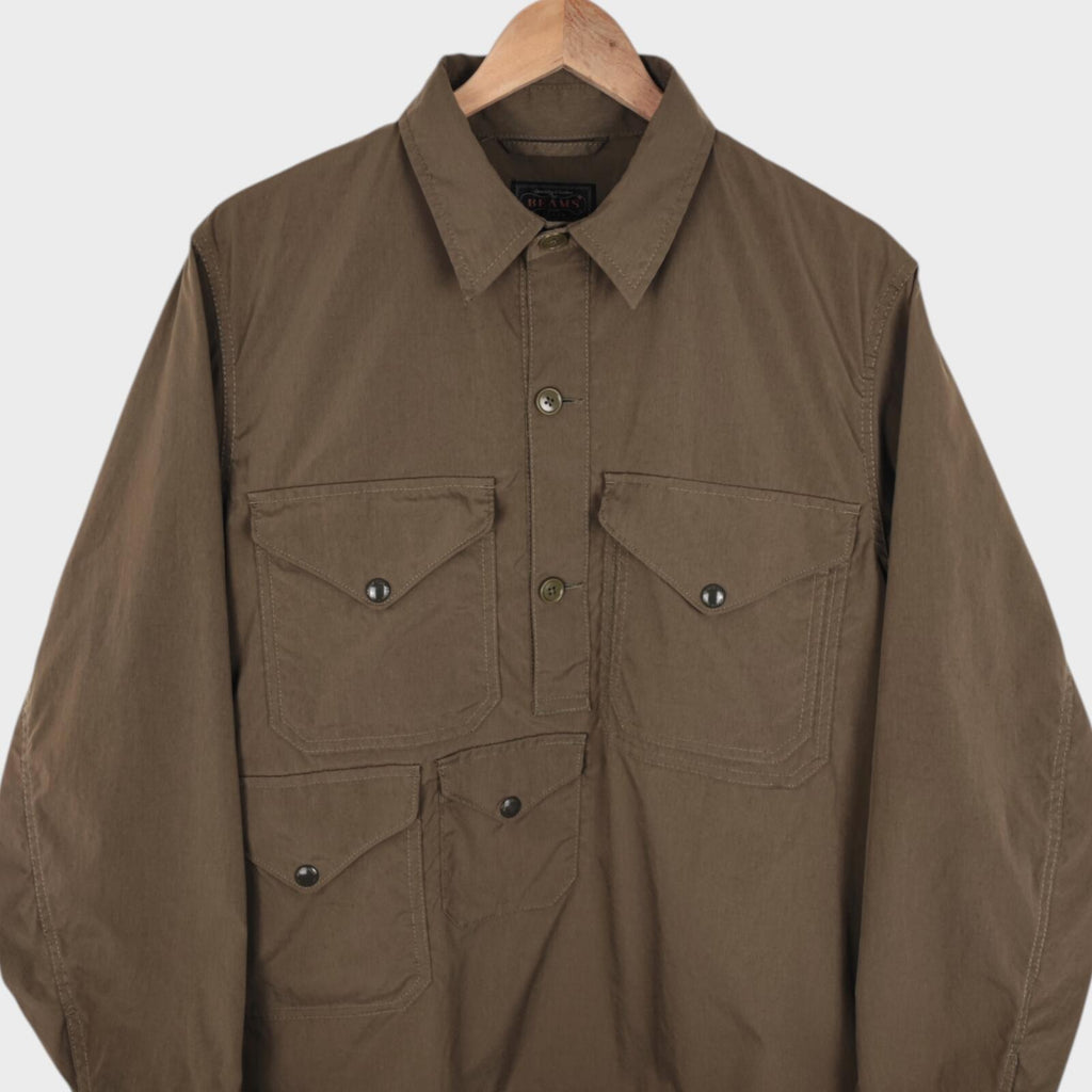 BEAMS PLUS Men's Khaki Military Utility Smock Anorak Jacket