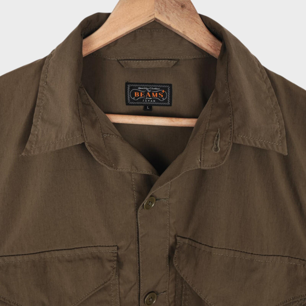 BEAMS PLUS Men's Khaki Military Utility Smock Anorak Jacket