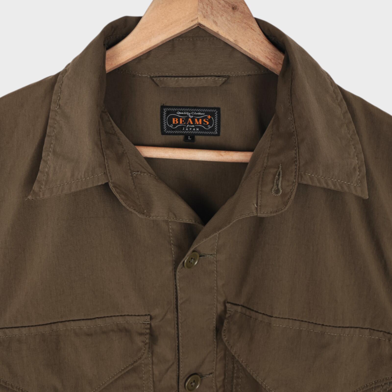 BEAMS PLUS Men's Khaki Military Utility Smock Anorak Jacket