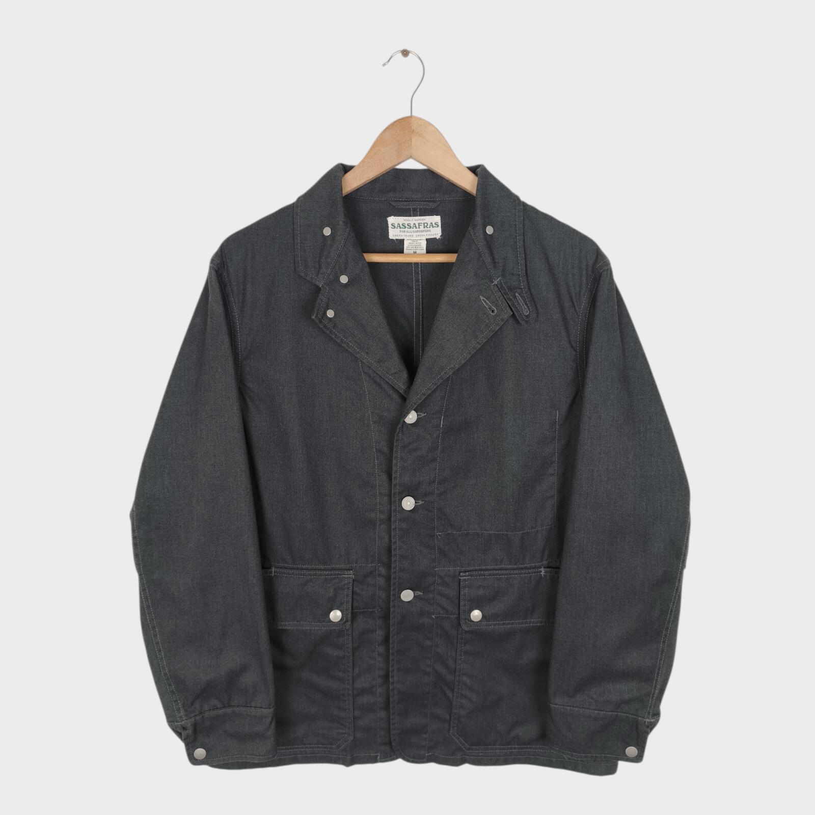 SASSAFRAS Men's Made in Japan Grey Cotton Blend Fall Leaf Jacket