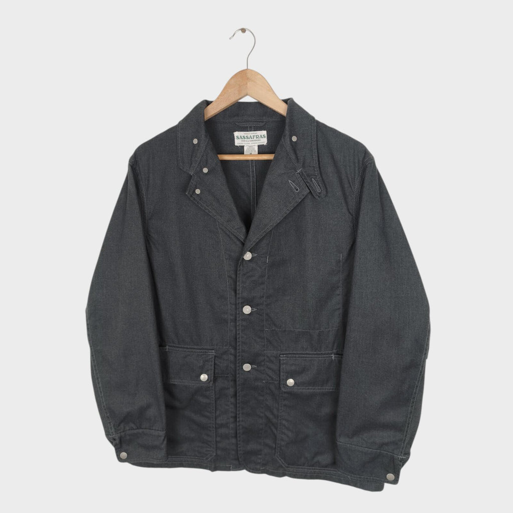 SASSAFRAS Men's Made in Japan Grey Cotton Blend Fall Leaf Jacket