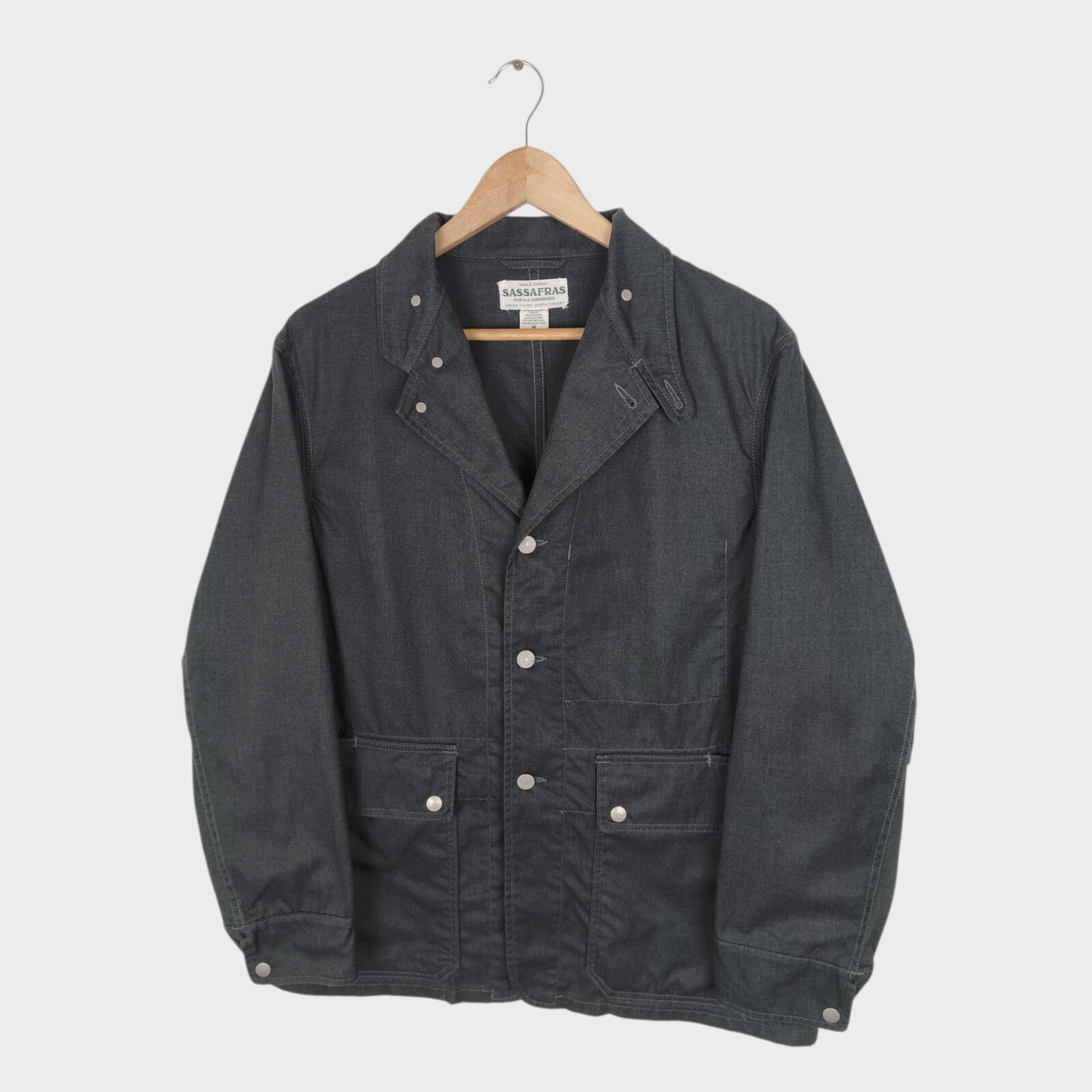 SASSAFRAS Men's Made in Japan Grey Cotton Blend Fall Leaf Jacket