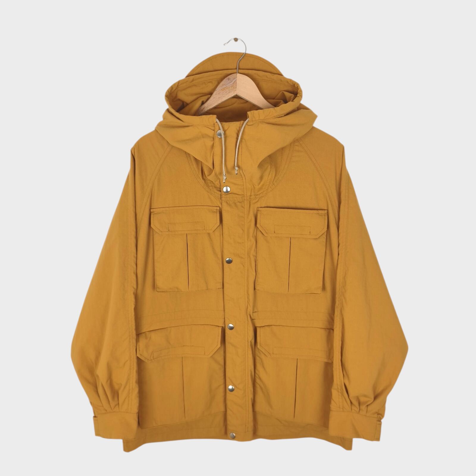 BEAMS PLUS Men's Camel Nylon Gingham Lining Hooded Mountain Parka Jacket