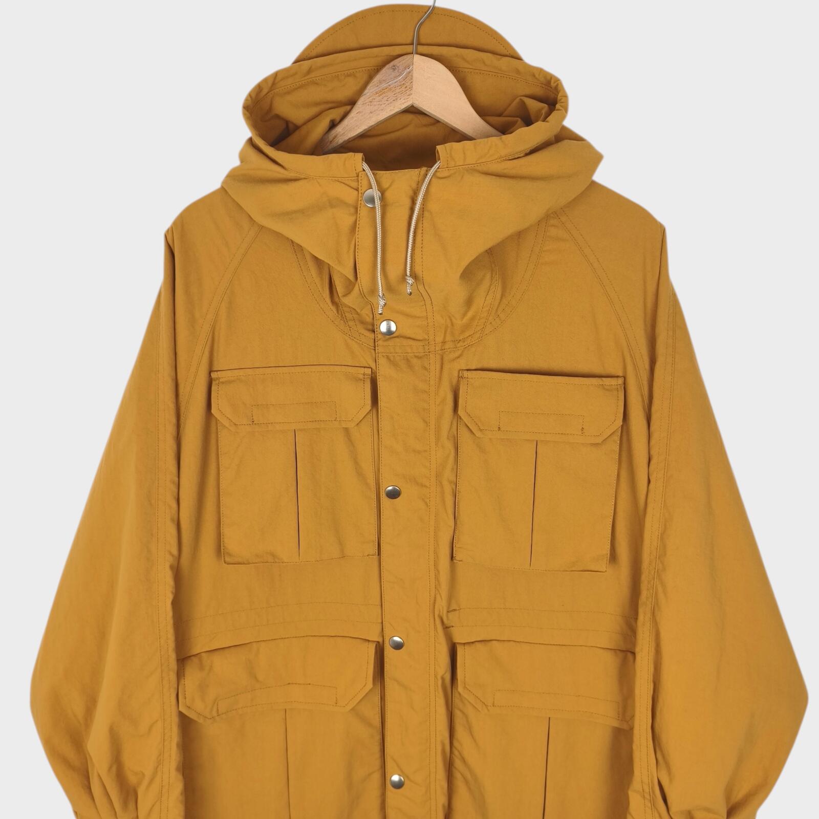 BEAMS PLUS Men's Camel Nylon Gingham Lining Hooded Mountain Parka Jacket