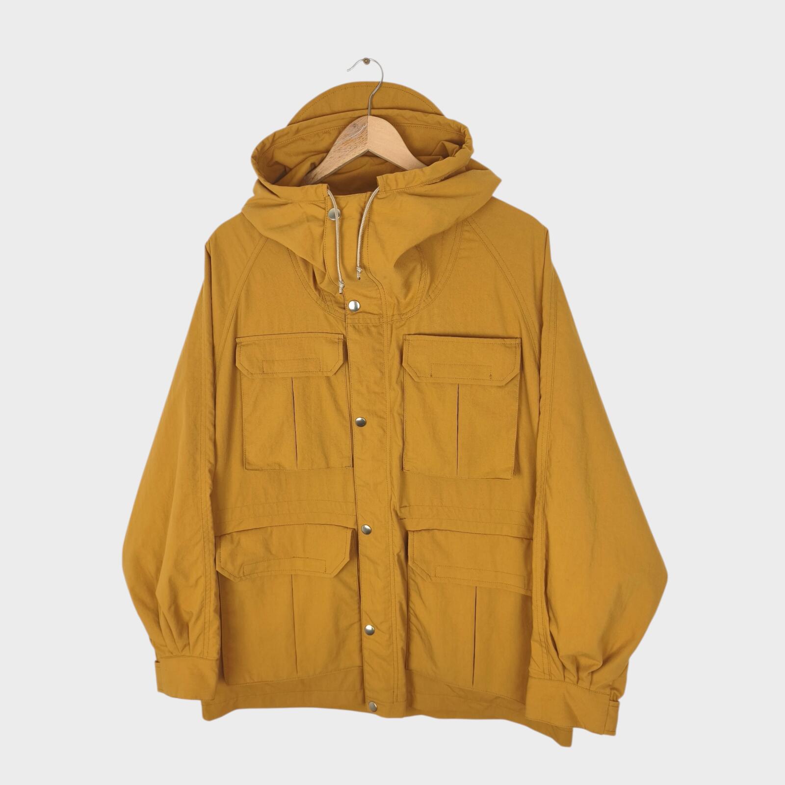 BEAMS PLUS Men's Camel Nylon Gingham Lining Hooded Mountain Parka Jacket