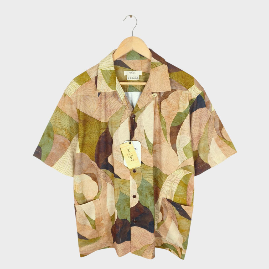 NORBIT BY HIROSHI NOZAWA Men's Leaf Camo Aloha Shirt